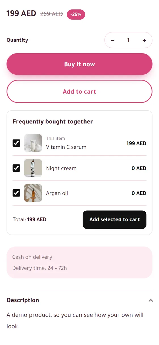 Frequently Bought Together: matching products with one button (on a phone)