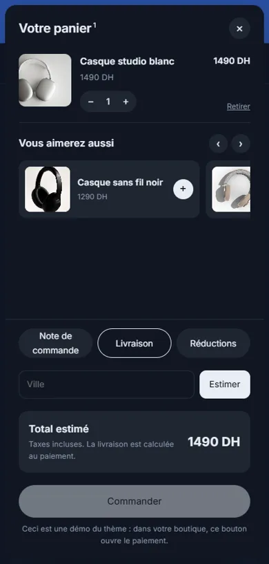 Smart Cart: the cart with suggestions, delivery price and discount code (on a phone)